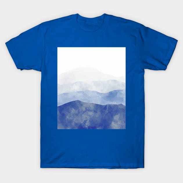 Abstract Watercolor Mountains Landscape T-Shirt by HappyGiftArt